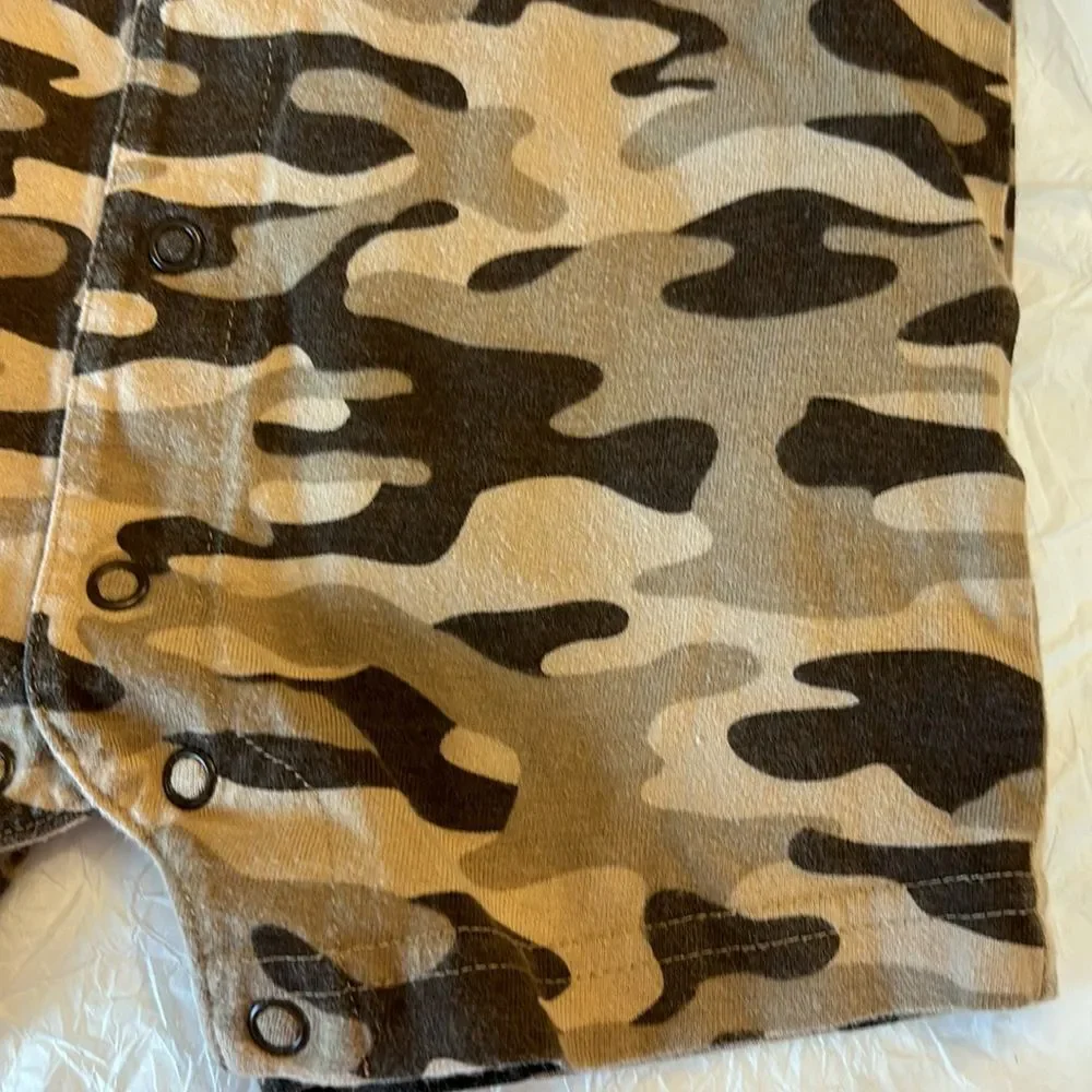 Carter’s | Child of Mine Infant Baby Boys Brown Tan Camouflage Summer Romper 12M